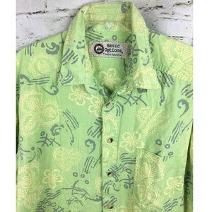 Mens Shirt Green Floral Hawaiian XL